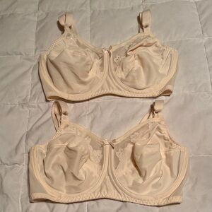 Bali Beige Flower Underwire Bra Lot of 2 Style 180 Sz 34DD Adjustable Straps
